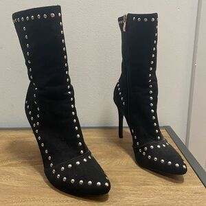 VENUS Black Studded High-Heel Ankle Boots